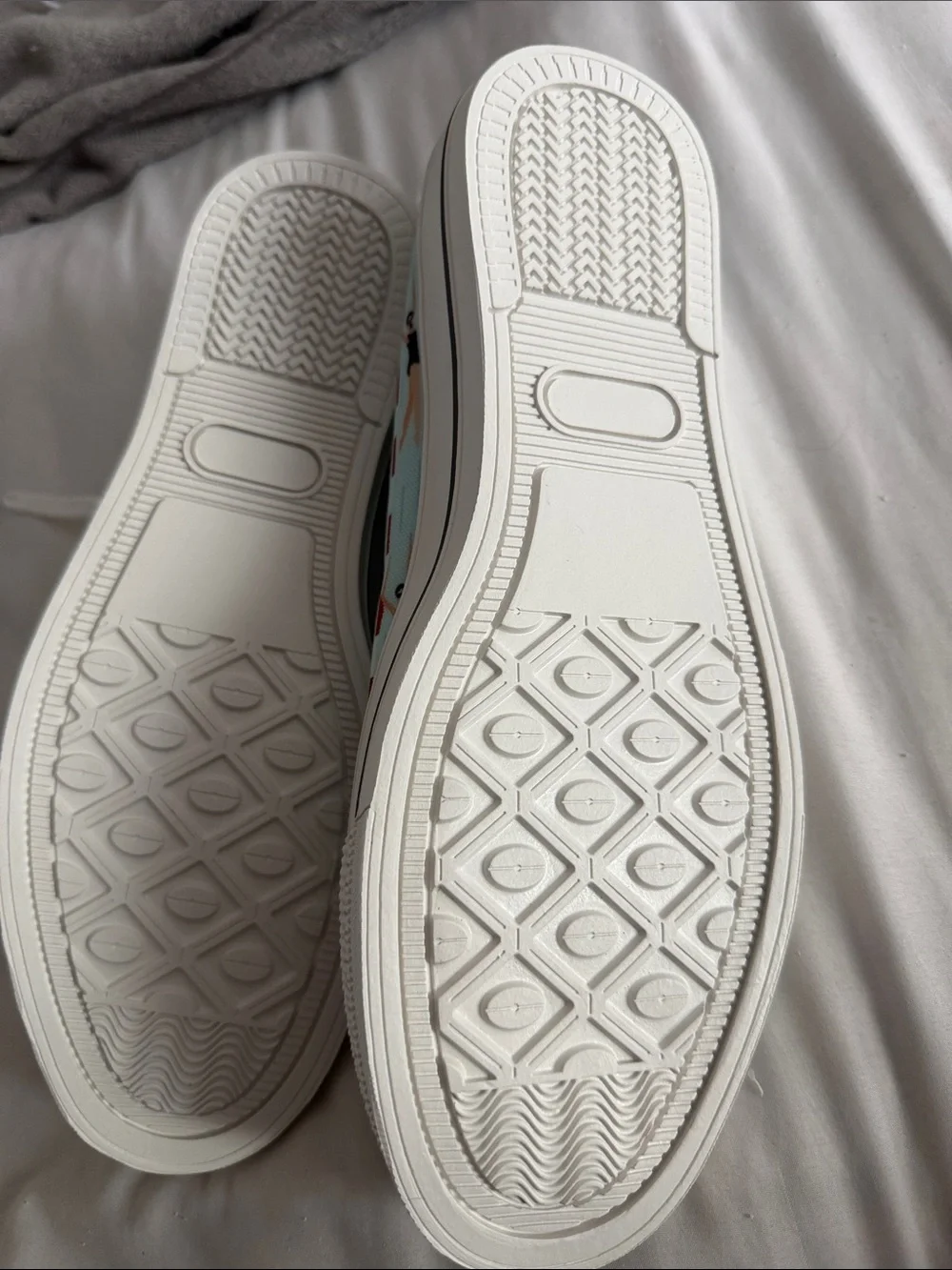 Light Blue Skateboard Print Canvas Sneakers